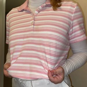 Vintage pink and white collard shirt